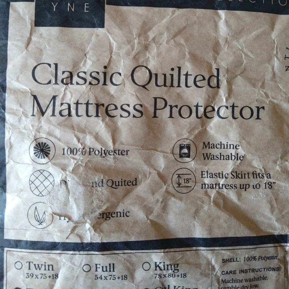 Ella Jayne Home Collection Classic Quilted TWIN XL Mattress Protector - White